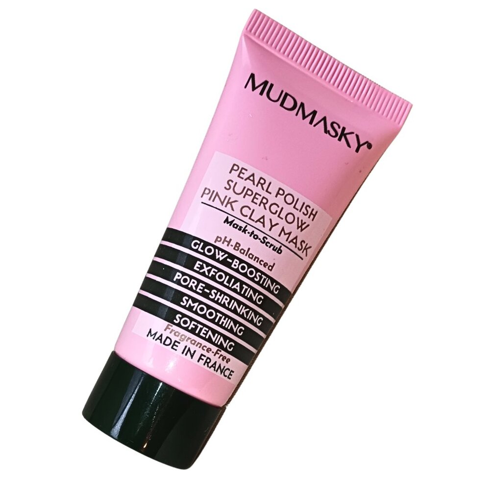 MUDMASKY on the go Travel Size Pink Clay Pearl Polish Face Mask .5FL oz / 15ml